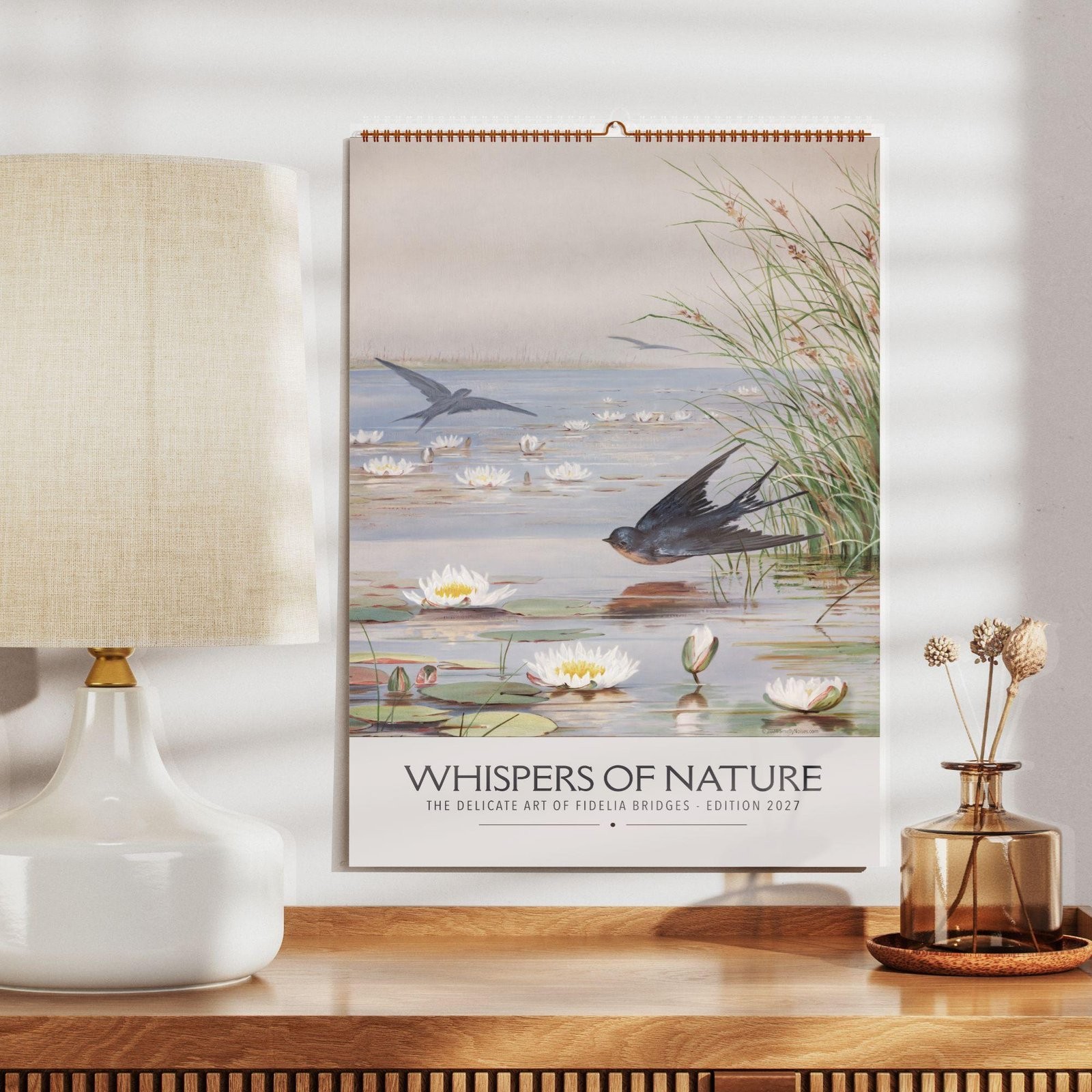 2027 Fidelia Bridges Wall Calendar – Botanical Bird Watercolor Gift, 11×16.5″