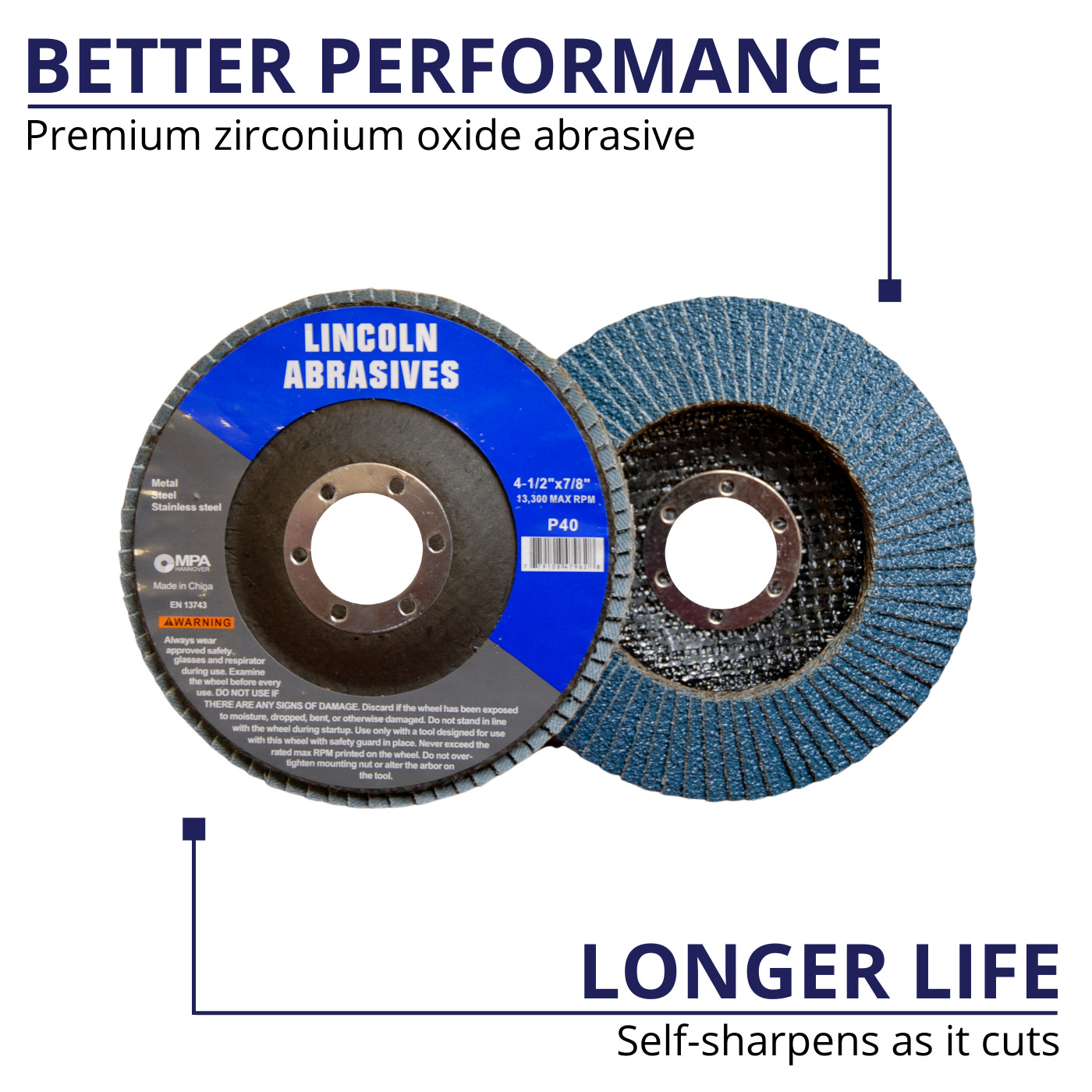 100 Pc 4-1/2″ x 7/8″ 40 Grit Flap Discs Sanding Wheels