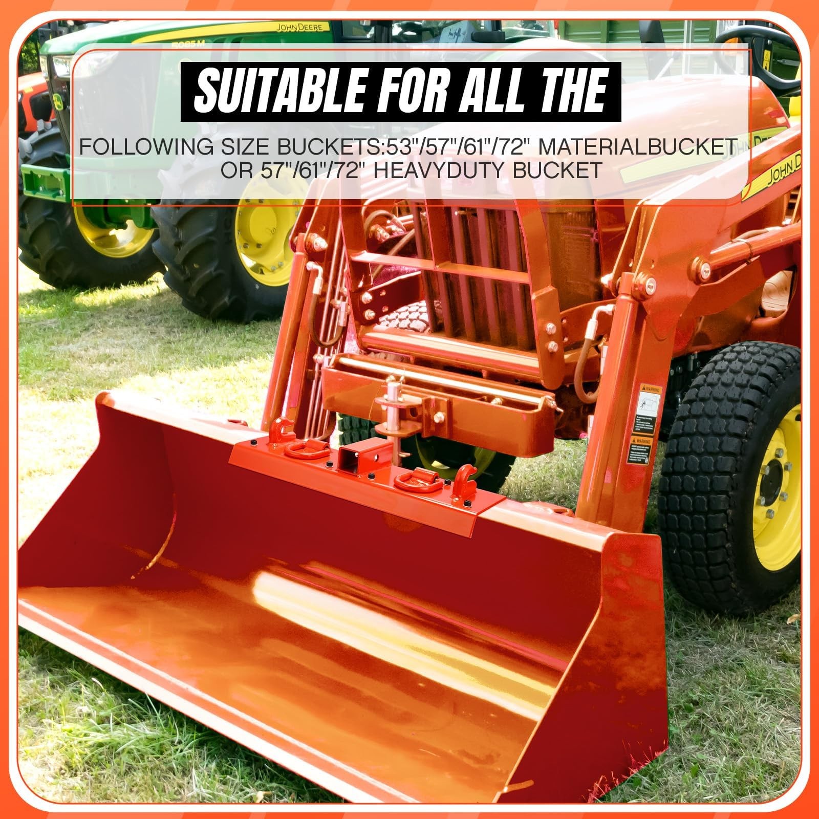 Bolt-On Tractor Bucket Hooks w/ 2″ Receiver | 4000LB D-Rings & 4700LB Hooks