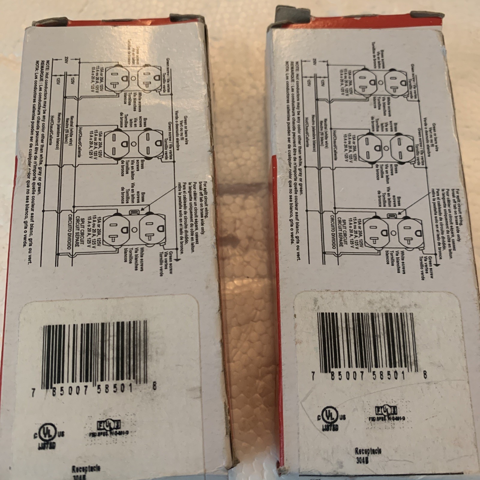 Lot Of 2 Legrand 5850-W Duplex Receptacle 20A 250V WHITE Commercial Grade Mexico