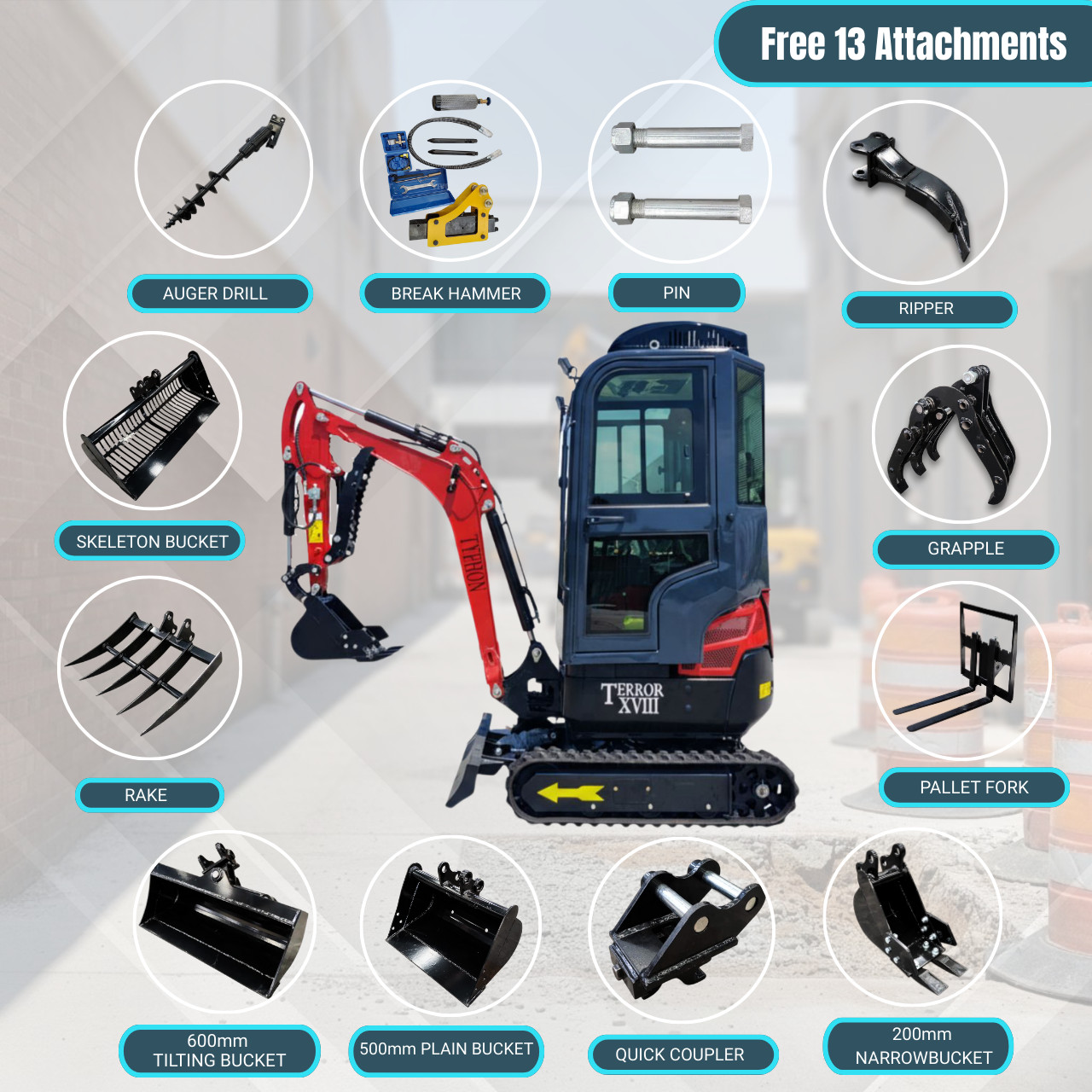 TYPHON Terror XVIII Prestige Mini Excavator 2 Ton AC Cabin DIgger Kubota D902
