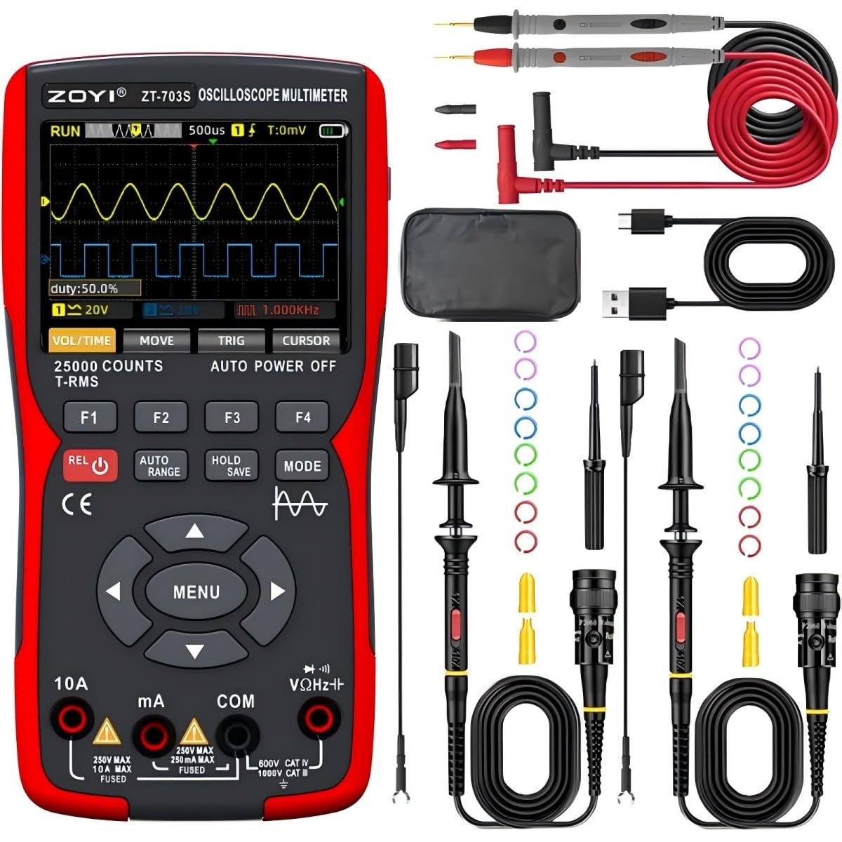 3 in 1 Handheld Oscilloscope Automotive Dual Channel 50MHz