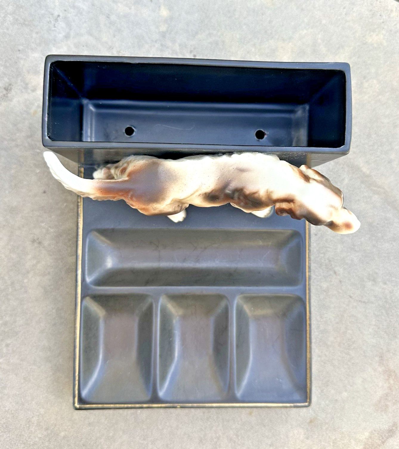 VTG Mid-Century Porcelain English Setter/Pointer Hunting Dog Dresser Valet Japan