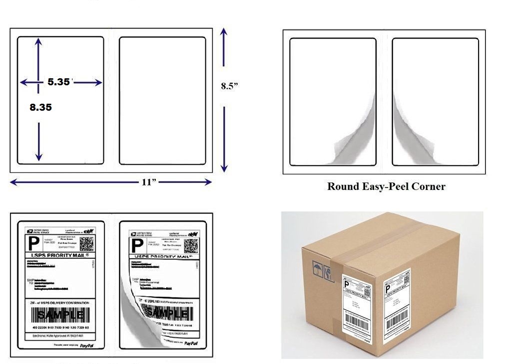 400 Quality Round Corner Shipping Labels 2 Labels Per Sheet 8.5″ x 5.5″