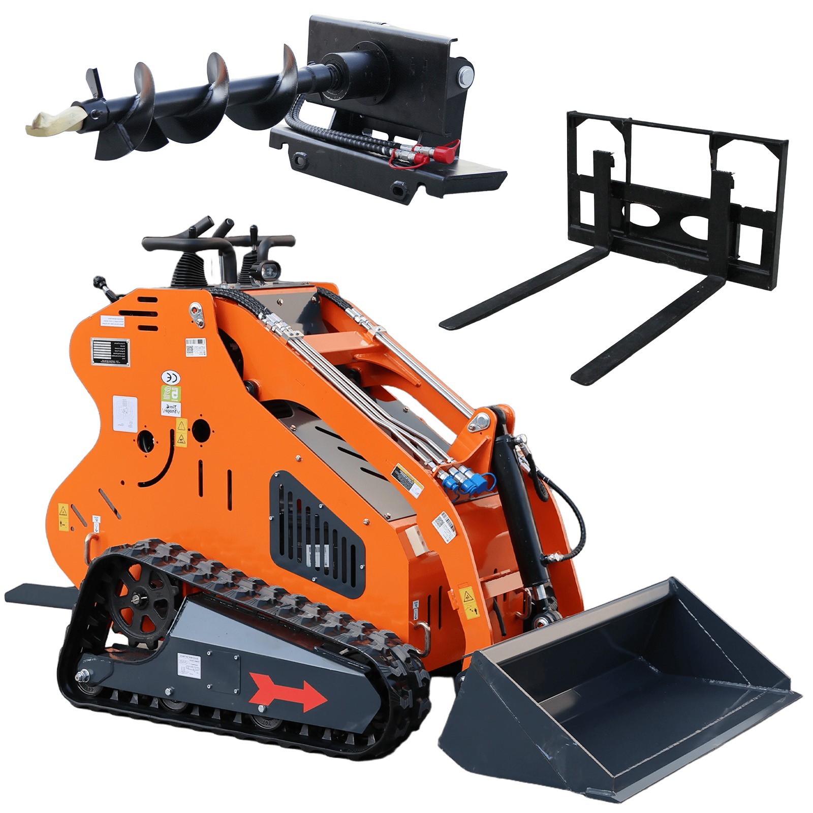 2026 Brand New 24HP Gas EPA Mini Skid Steer Loader with 8”AUGER & Pallet Fork