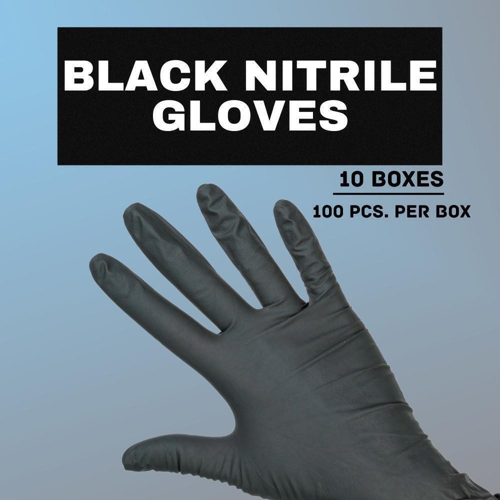 Medium 6 MIL Textured Black Nitrile Exam Powder-Free Gloves 1000 Pieces