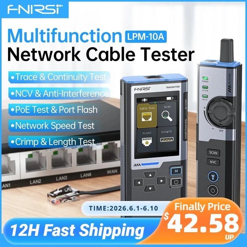 FNIRSI LPM-10A Network RJ45 /RJ11 Line Finder Cable Tracker Tester POE Detection