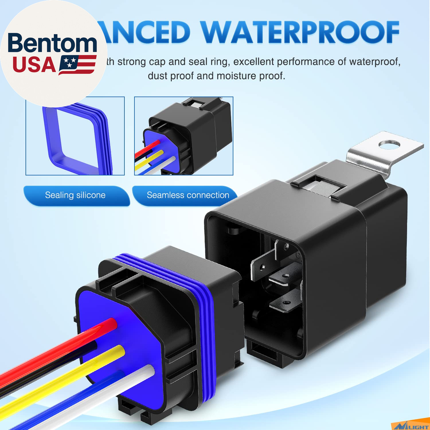 5 Pack Waterproof Relay and Harness 40/30 AMP Heavy Duty 12 AWG Tinned Copper Wi