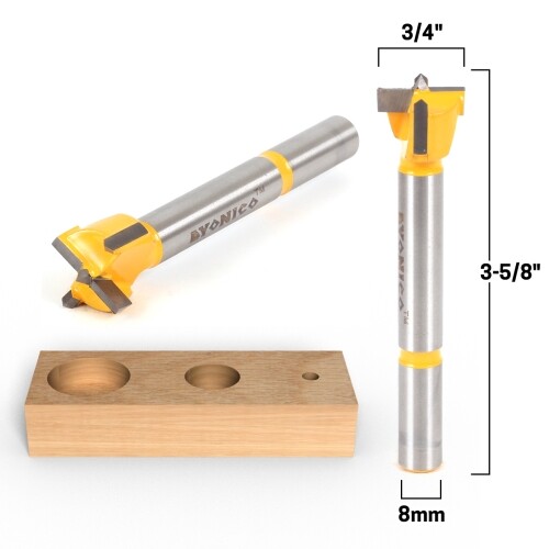 3/4″ Diameter Carbide Forstner Drill Bit – 8mm Shank – Yonico 43018C
