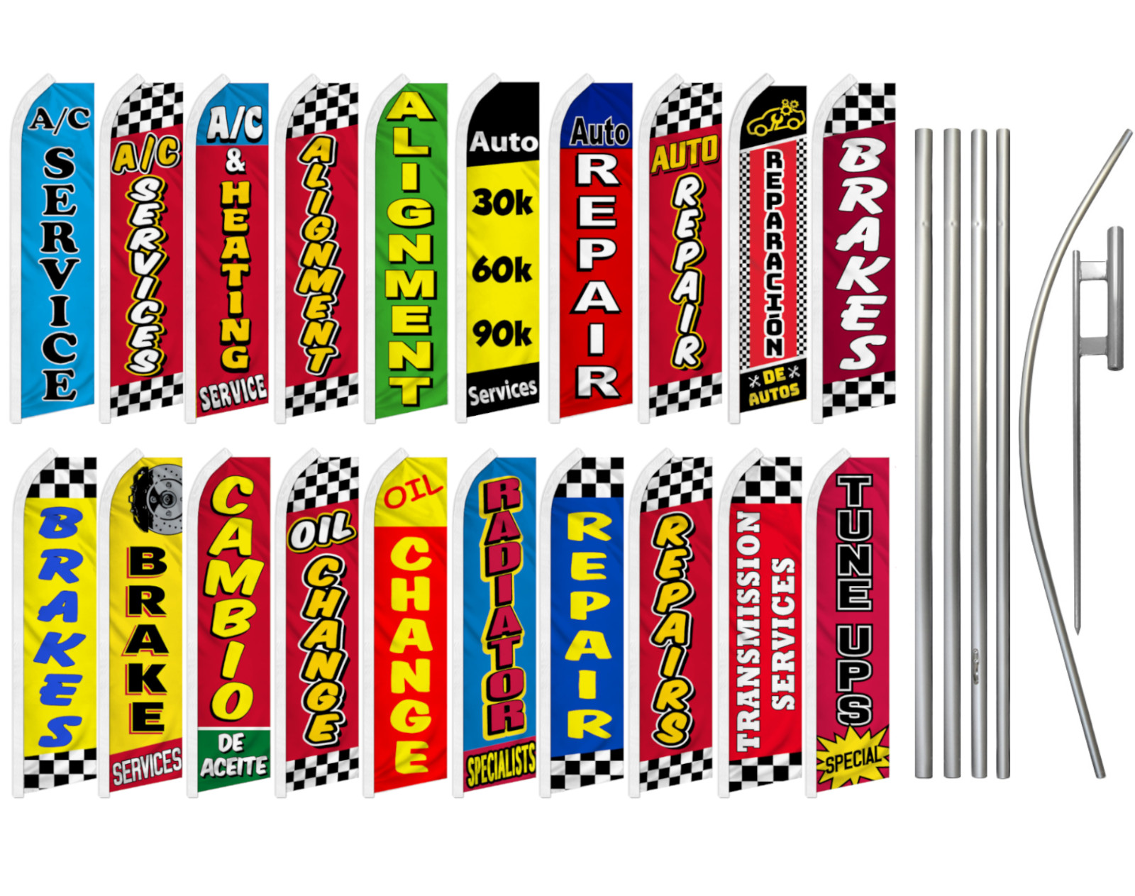 Mechanic Advertising Swooper Flutter Feather Flag Kit Repair Mufflers Alignment
