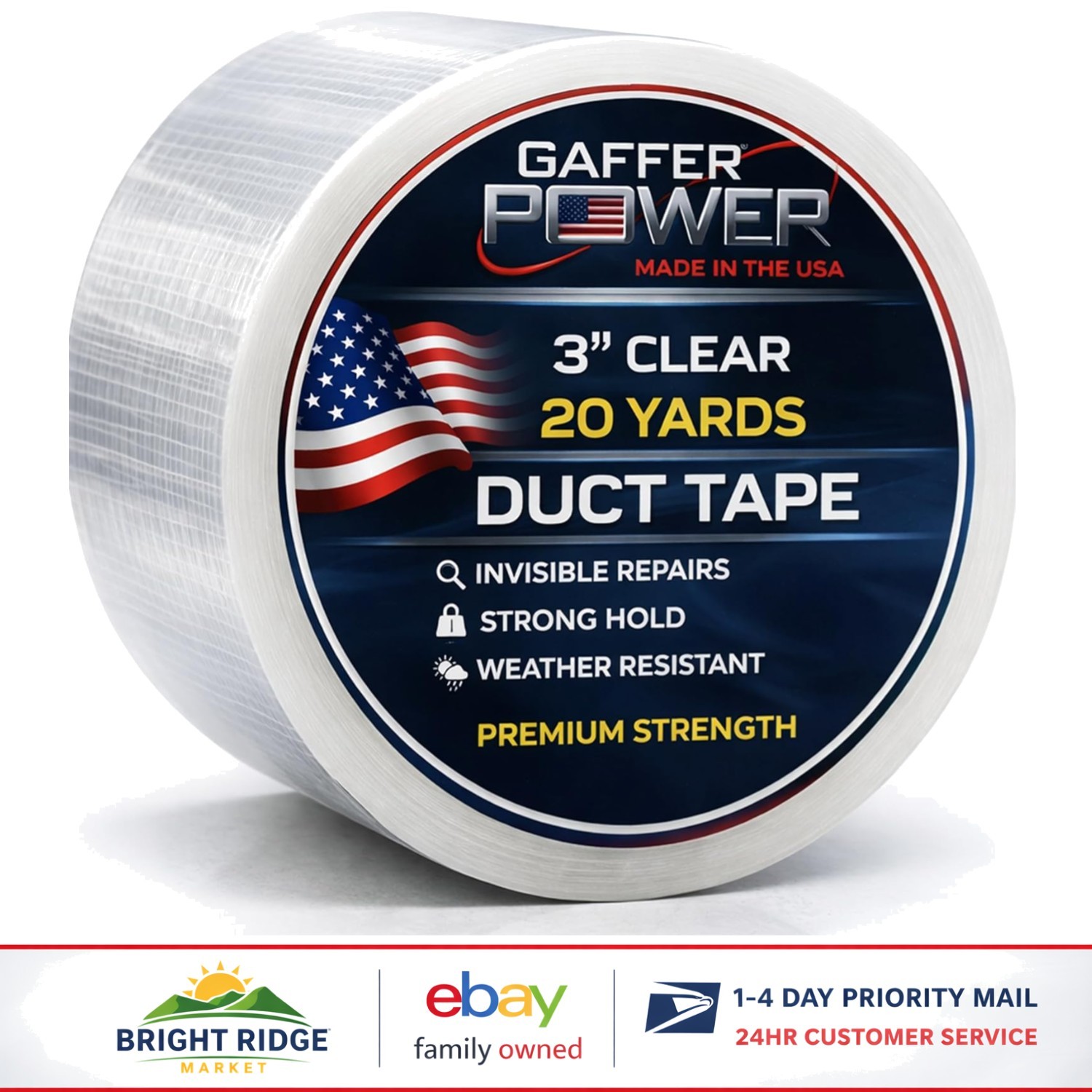 Weather Resistant Duct Tape, 3 Inch x 20 Yards for Strong Indoor and Outdoor Use