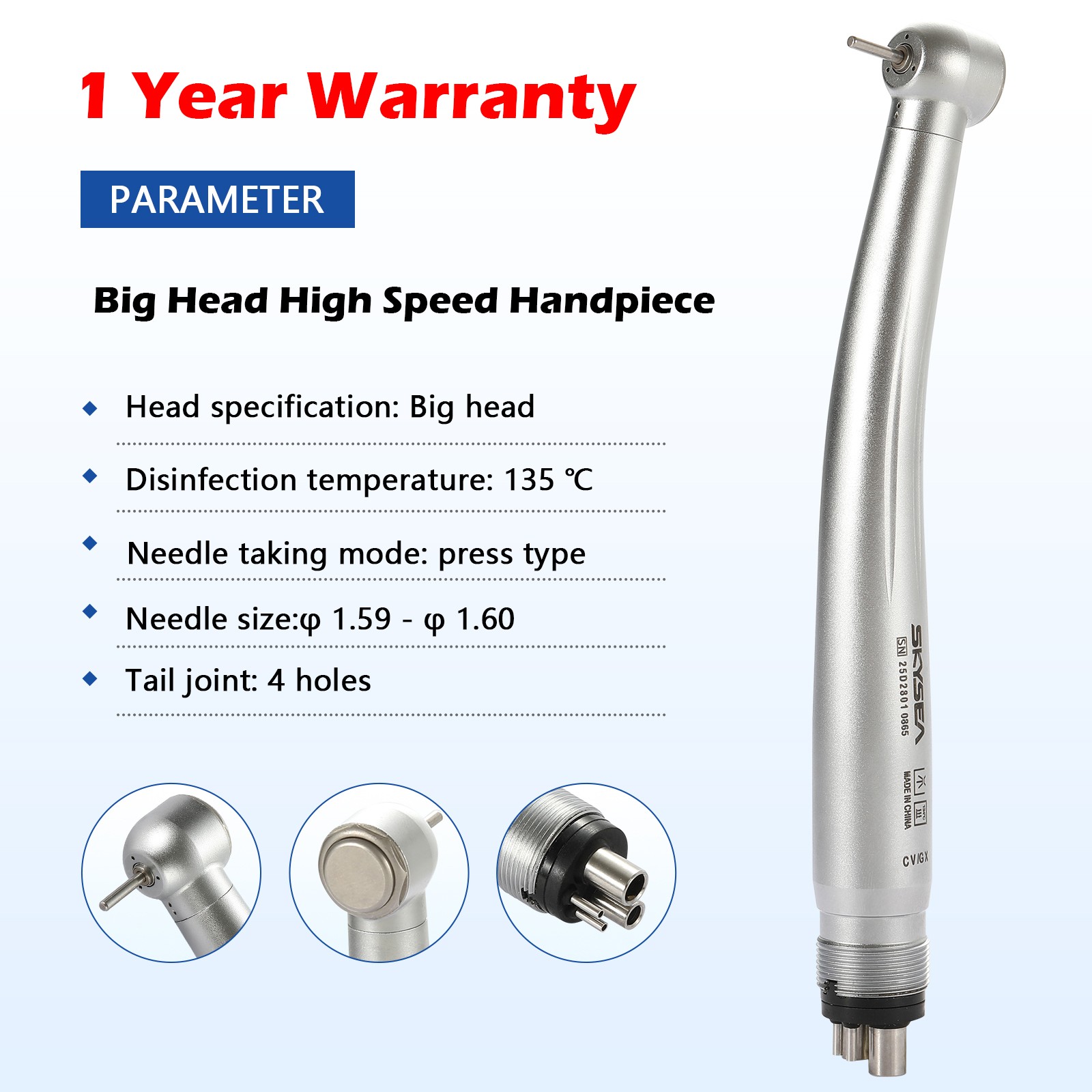 SANDENT High Speed Handpiece 4 Hole 2 Holes Push Button Turbine Y1BA4
