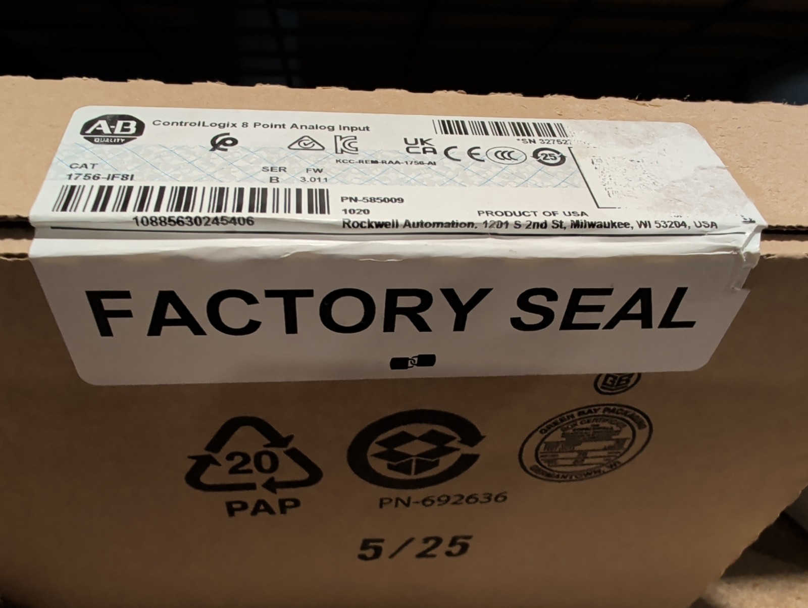 New Sealed AB 1756-IF8I ControlLogix 8 Point Analog Input Module Illinois Stock