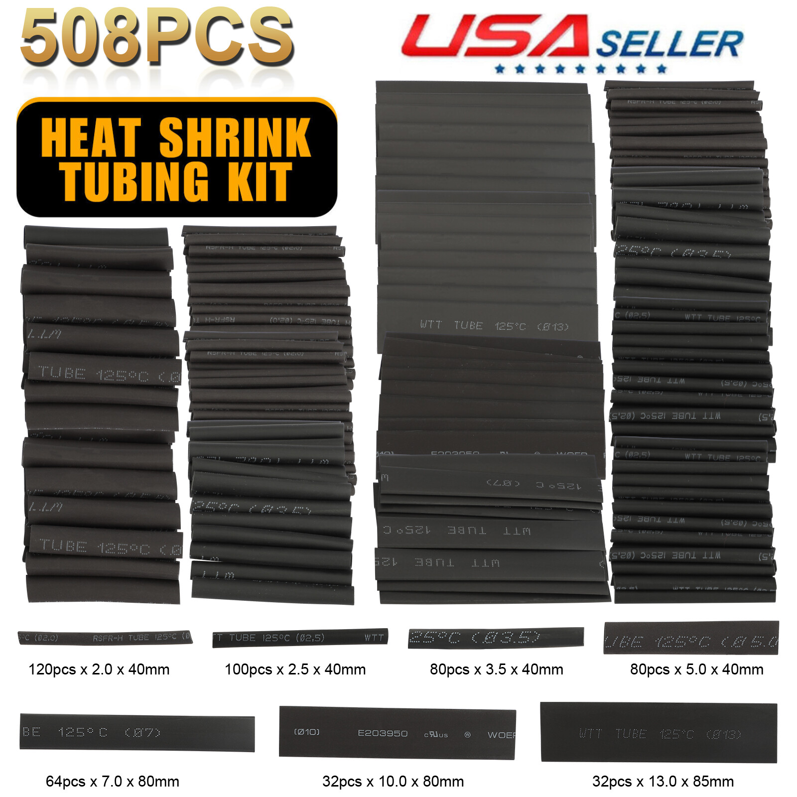 508Pcs Heat Shrink Tubing Insulation Shrinkable Tube 3:1 Wire Cable Sleeve Kit