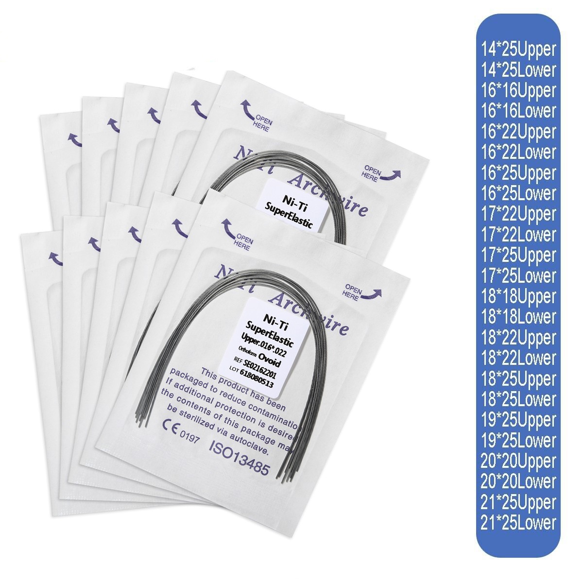 Dental Orthodontic Super Elastic NITI Rectangular Arch Wires Ovoid Form SA
