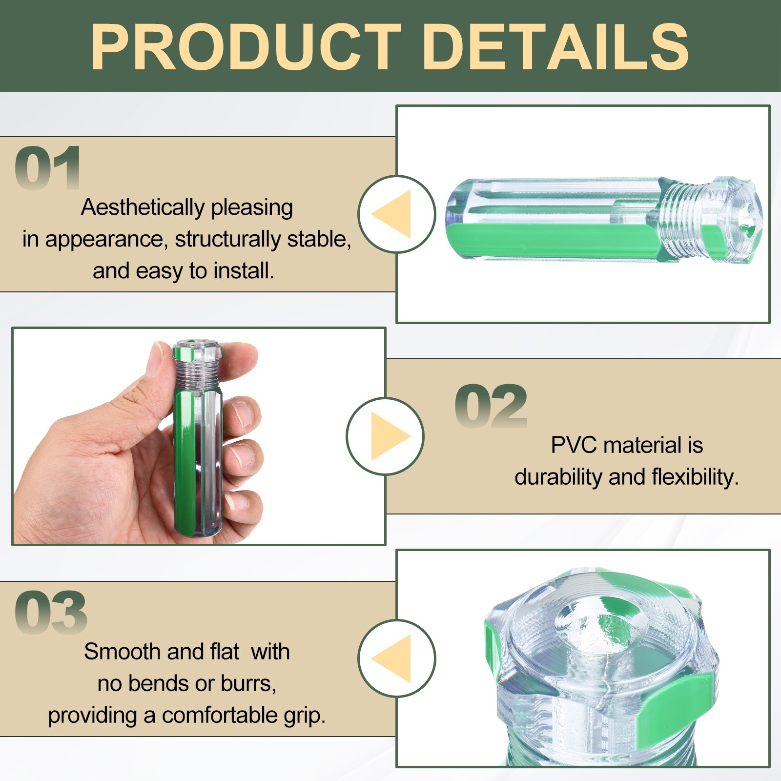 Pre-Drilled Blank Screwdriver Handles 6.2mm Hole 90mm Length, Clear Green