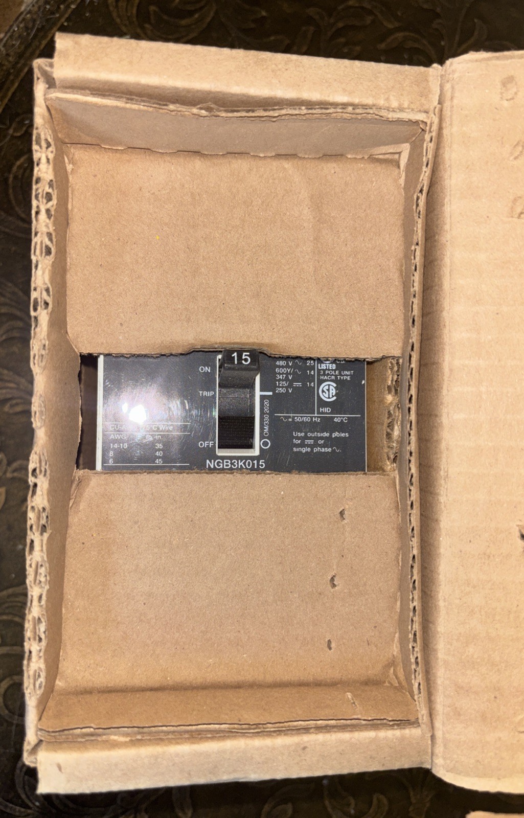Siemens NGB3K015B 3 Pole 15 Amp Circuit Breaker 480V Made In Mexico NGB2