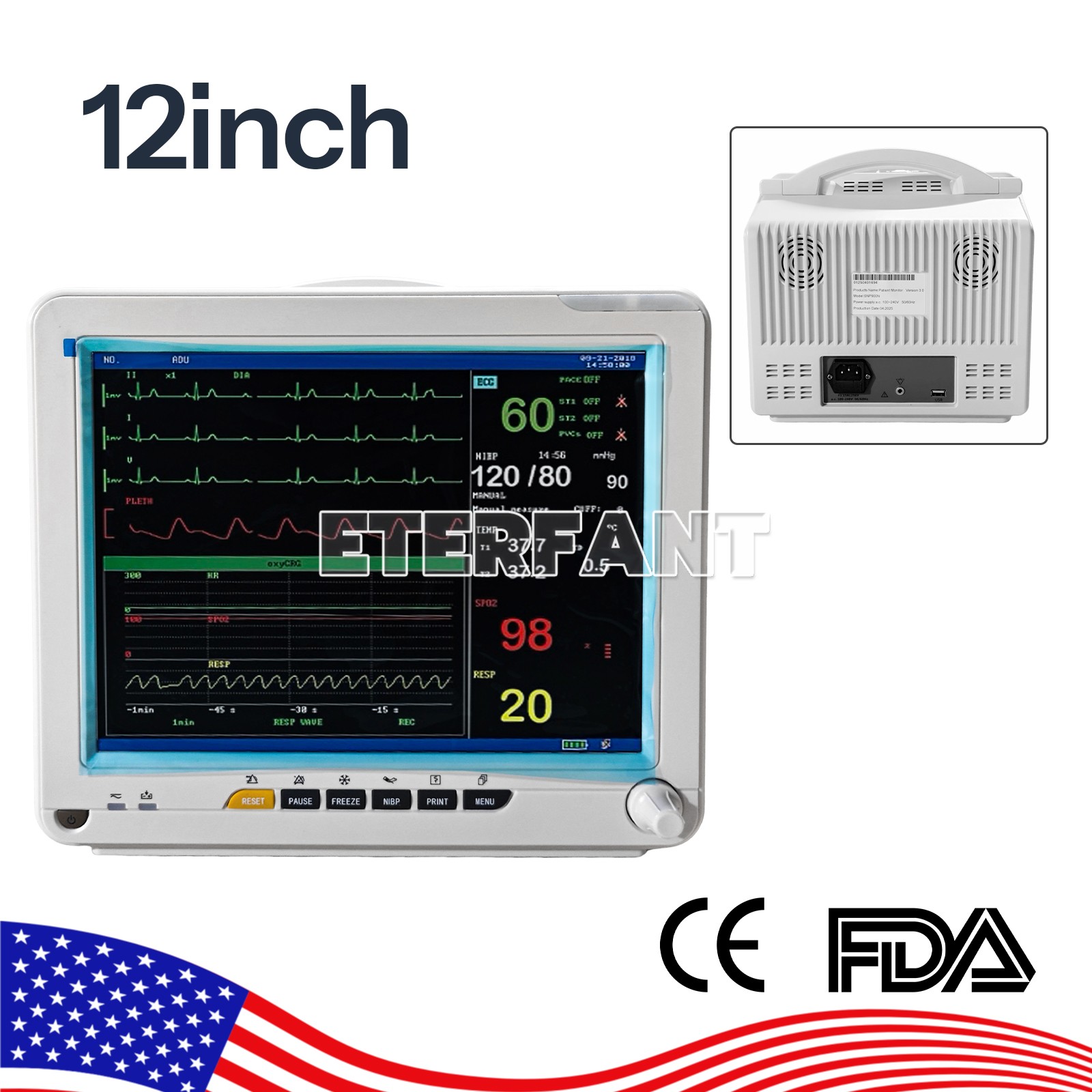12″ Patient Monitor ICU CCU Vital Sign For Hospital/Rolling Trolley Cart Stand