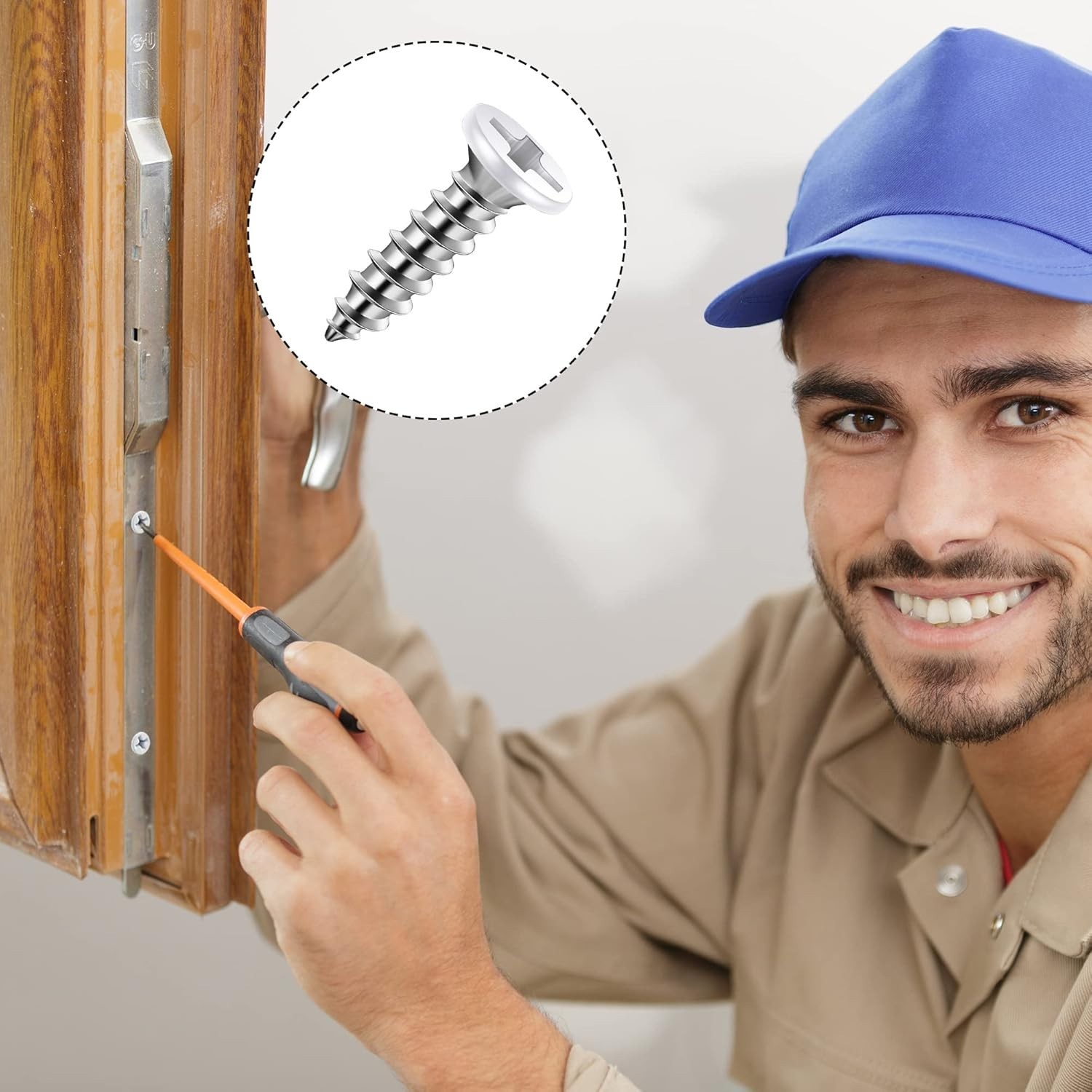 120 Pcs #8 White Head Wood Screws Self Tapping 3 Assorted Sizes for Wall