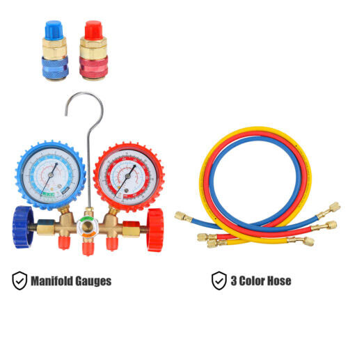 For R502 R134a R12 R22 AC Manifold Gauge Set A/C Refrigeration 3 Way Hose