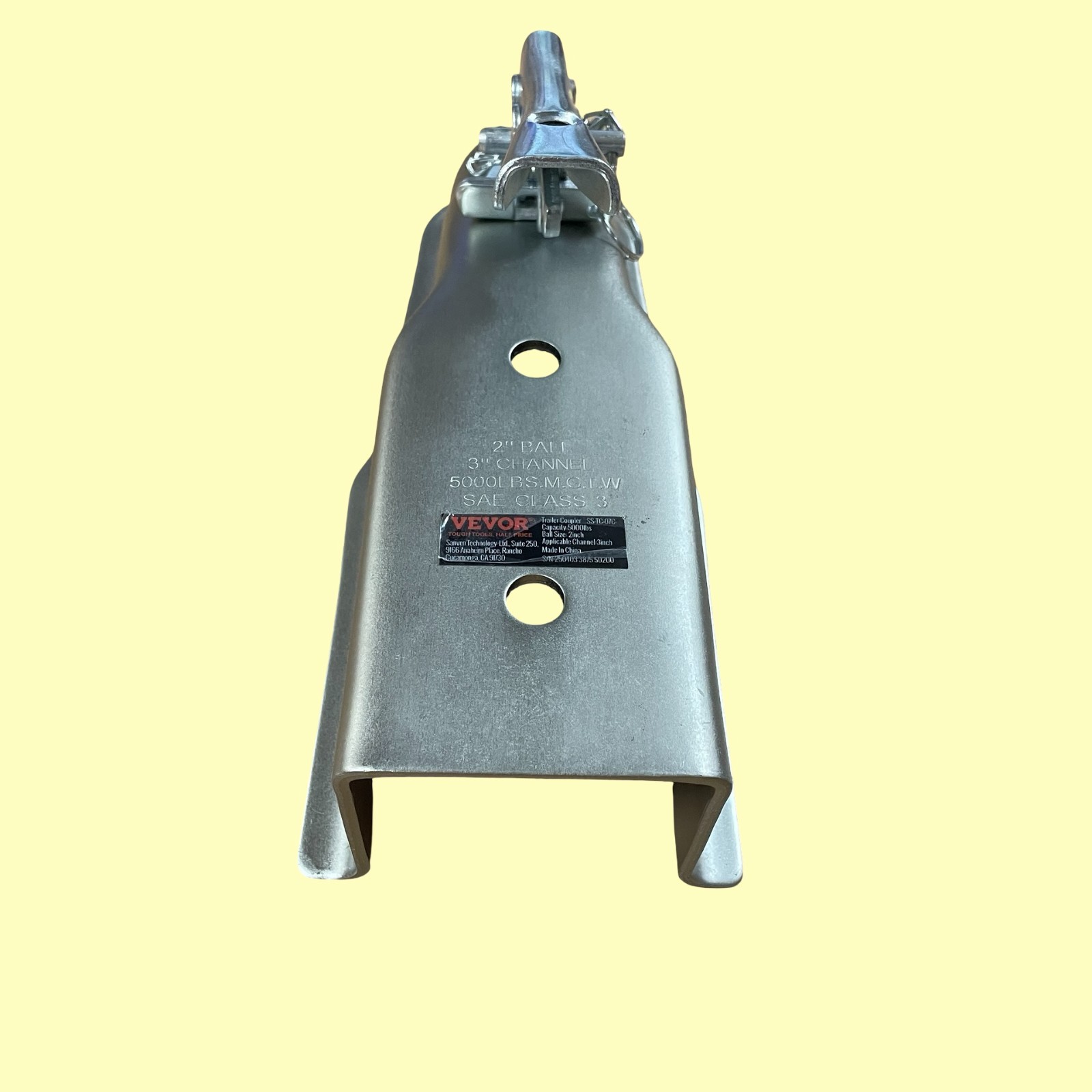 VEVOR Straight Trailer Coupler 2-Inch Hitch Ball 3-Inch Channel 5000 lbs AMZTD