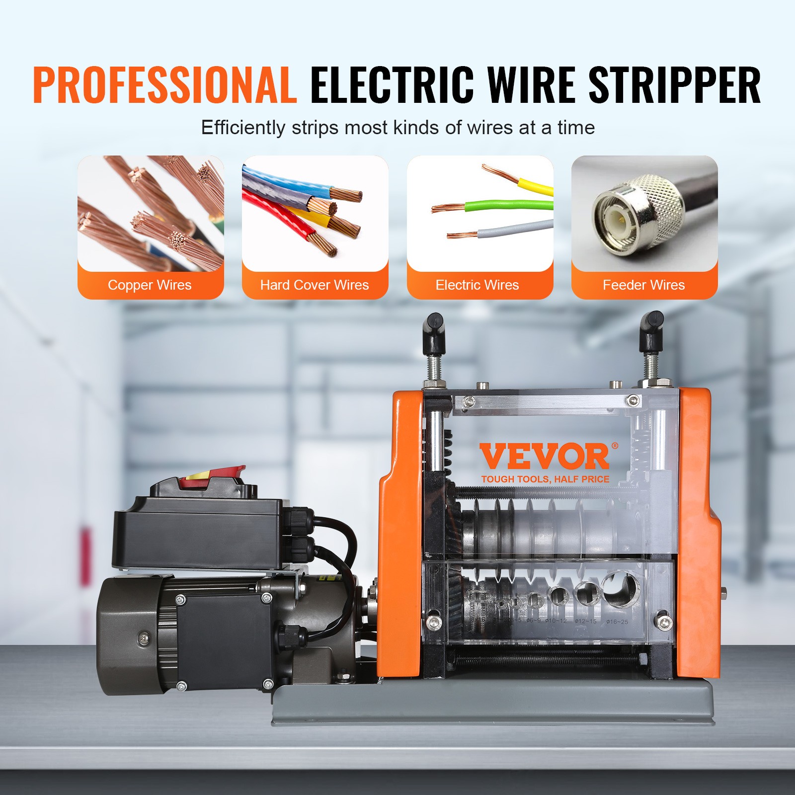 VEVOR Electric Wire Stripping Machine Copper Cable Stripper 0.06”-0.98” 60 W