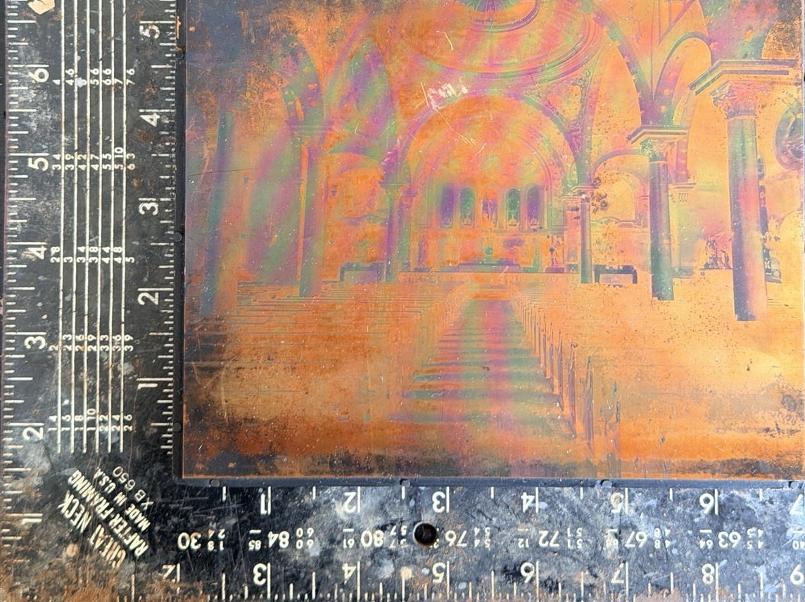 Antique Printing Plate Church Interior Youngstown Ohio Catholic Sanctuary