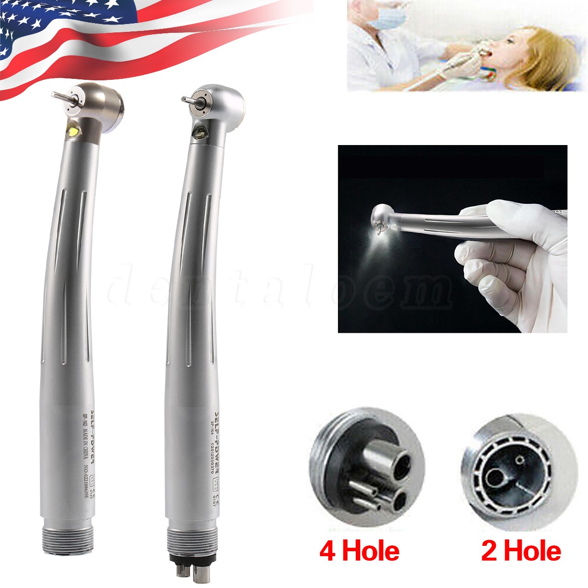 NSK Style Dental Fiber Optic LED E-generator high speed handpiece 4 HOLE/2HOLE