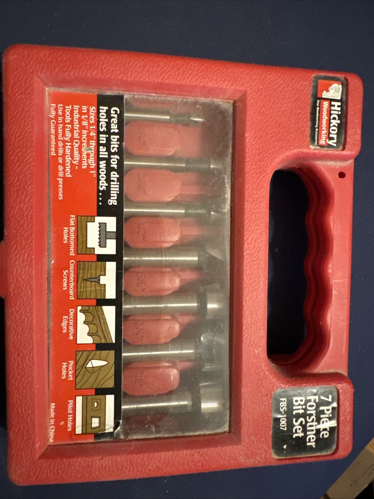 Hickory Woodworking 7 Piece Forstner Bit Set FBS-1007, 1/4” to 1”