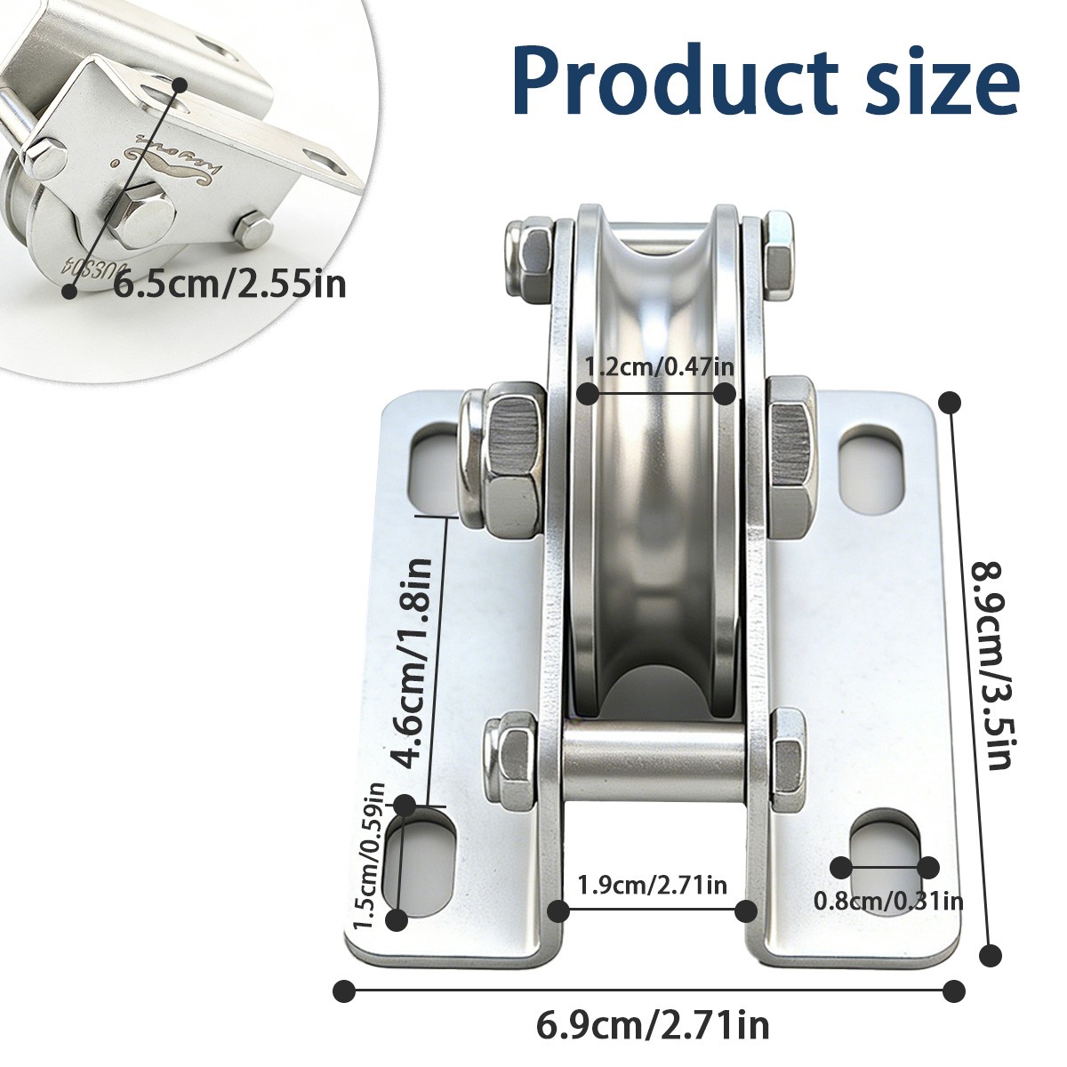 1 PC Silver Stainless Steel U Shaped Guide Wheel Industrial Pulley for Machinery