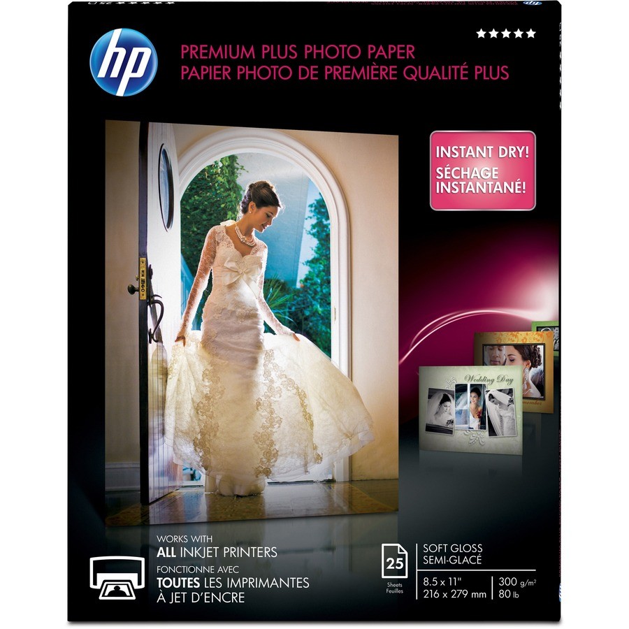 HP Premier Plus Photo Paper Inkjet Print 8.50″x11″ Soft Gloss 1/Pack White