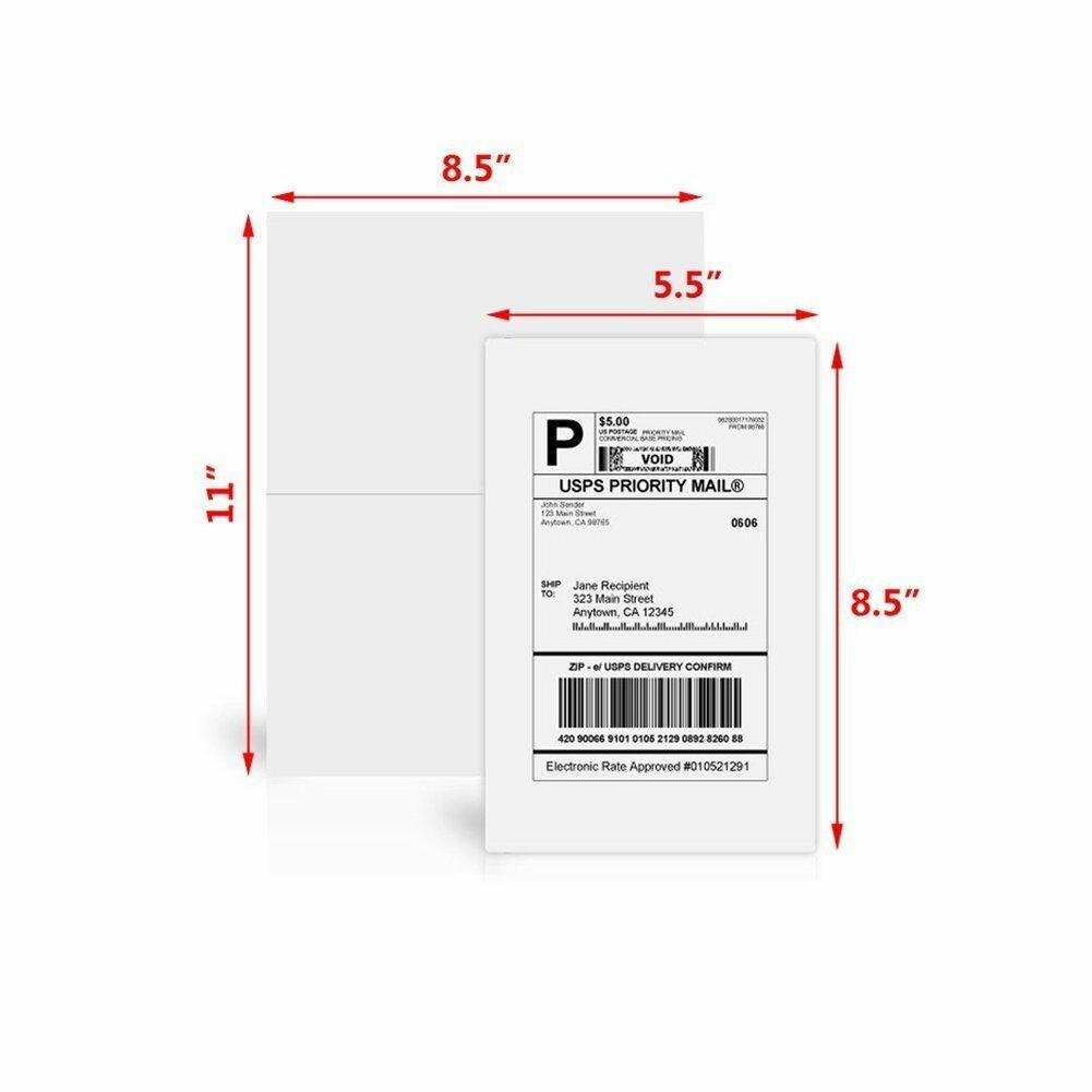 200-6000 Half Sheet 8.5×5.5 Shipping Labels Self Adhesive For inkjet laser