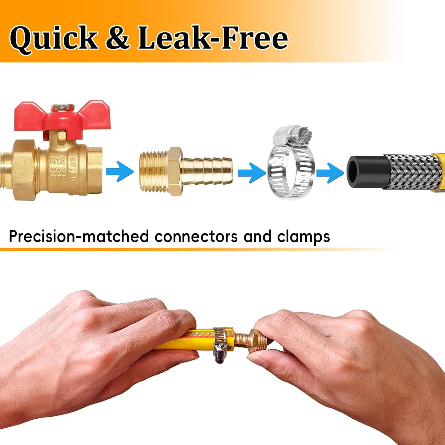34Pcs Brass Hose Barb Fittings Kit – 3/16″, 1/4″, 5/16″, 3/8″, 1/2″ Barb to 1/8″