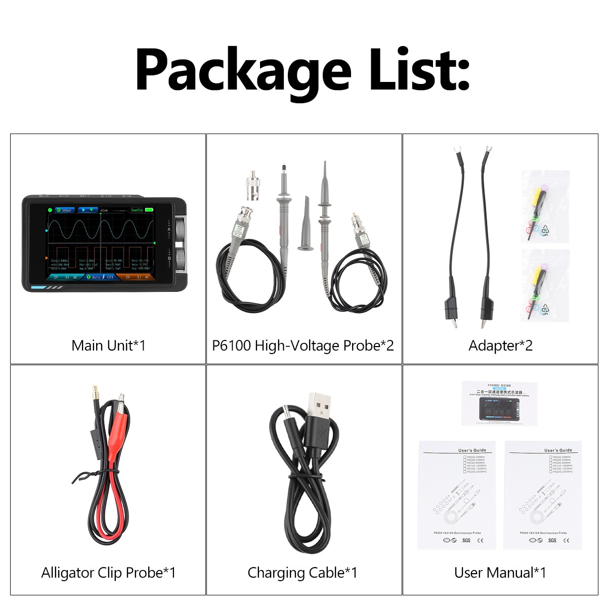 FNIRSI DS215H Oscilloscope Handheld Dual-Channel 2-IN-1 Digital Signal Generator
