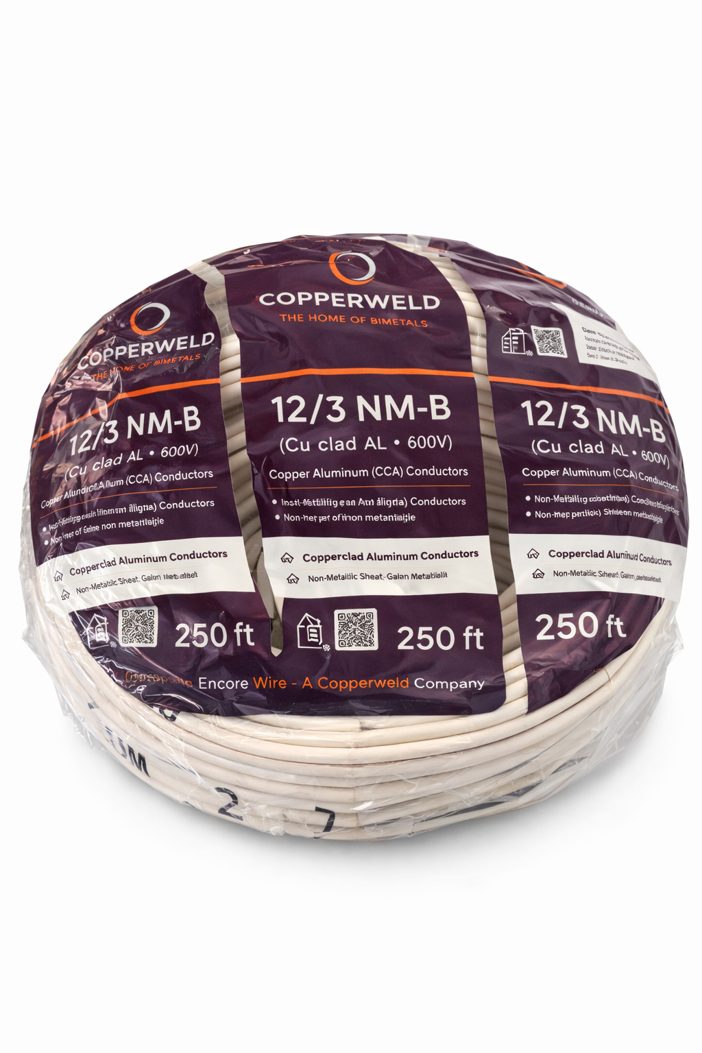 Copperweld 12 AWG 3-Conductor NM-B Copper-Clad Aluminum Building Wire 250 ft