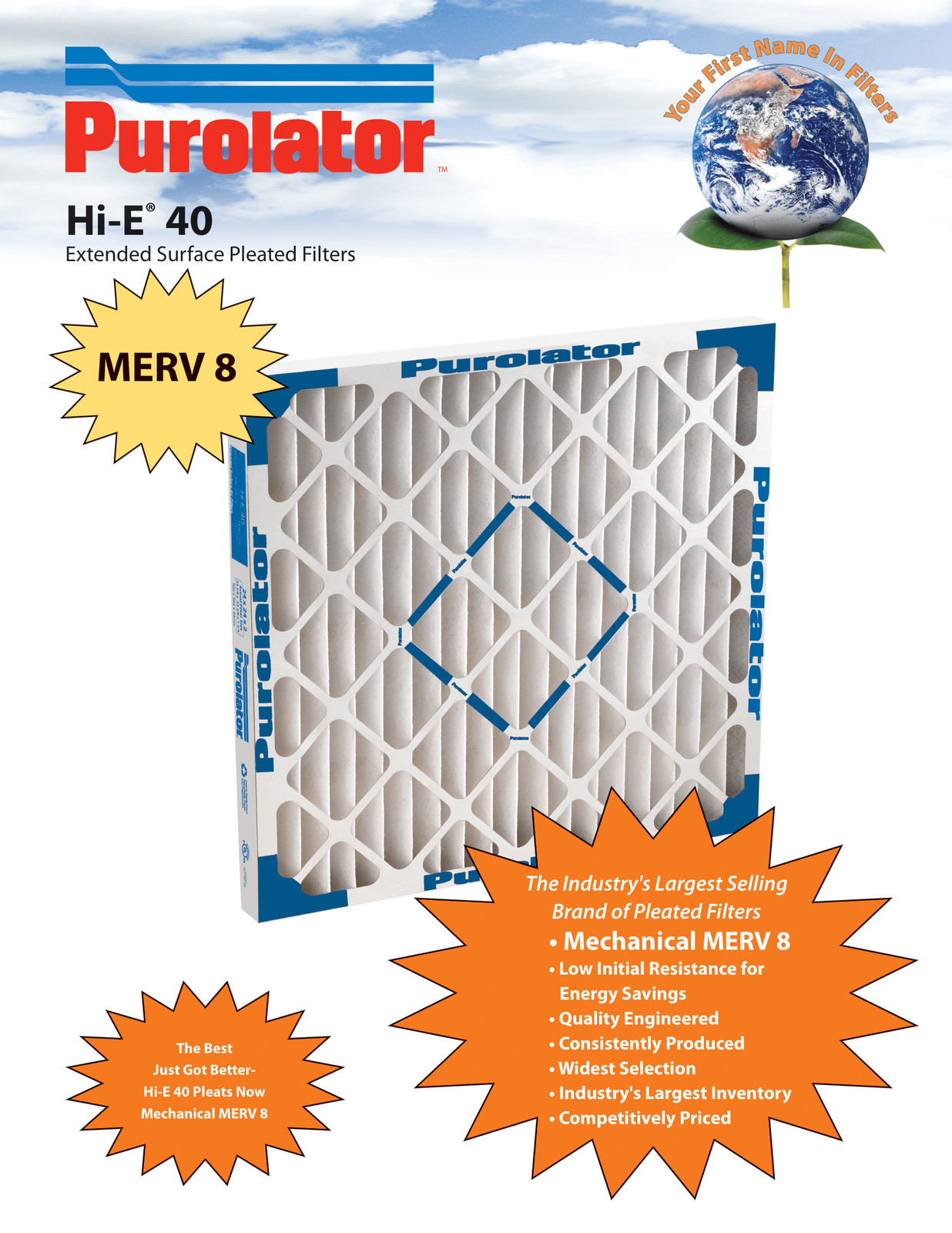 NEW BOX OF 12 PUROLATOR HE40-STD2 18x24x2 5267402062 Hi-E 40 MERV 8 AIR FILTERS