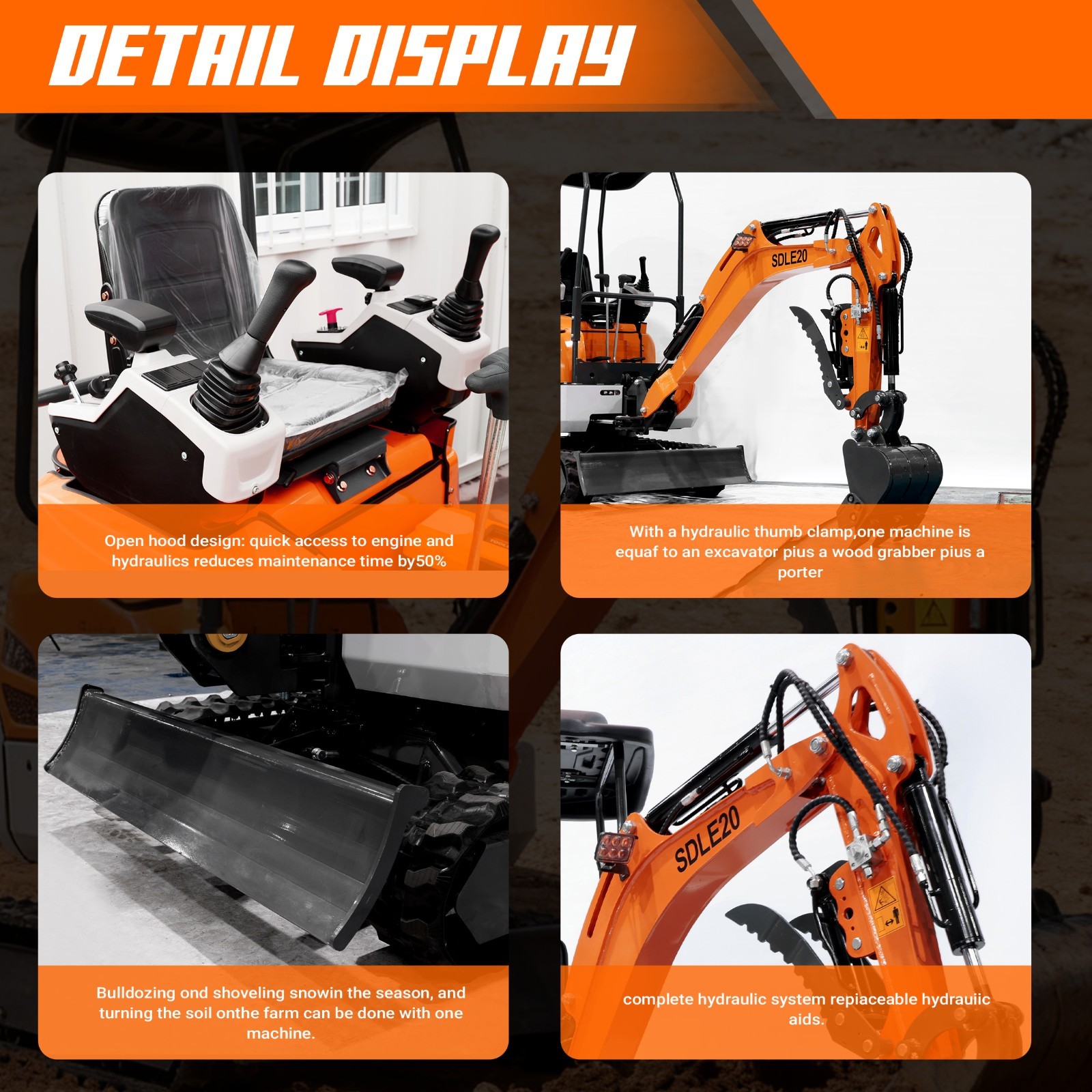 20HP Kubota EPA Mini Excavator | Hydraulic Thumb, Side Tilt & Wide Tracks