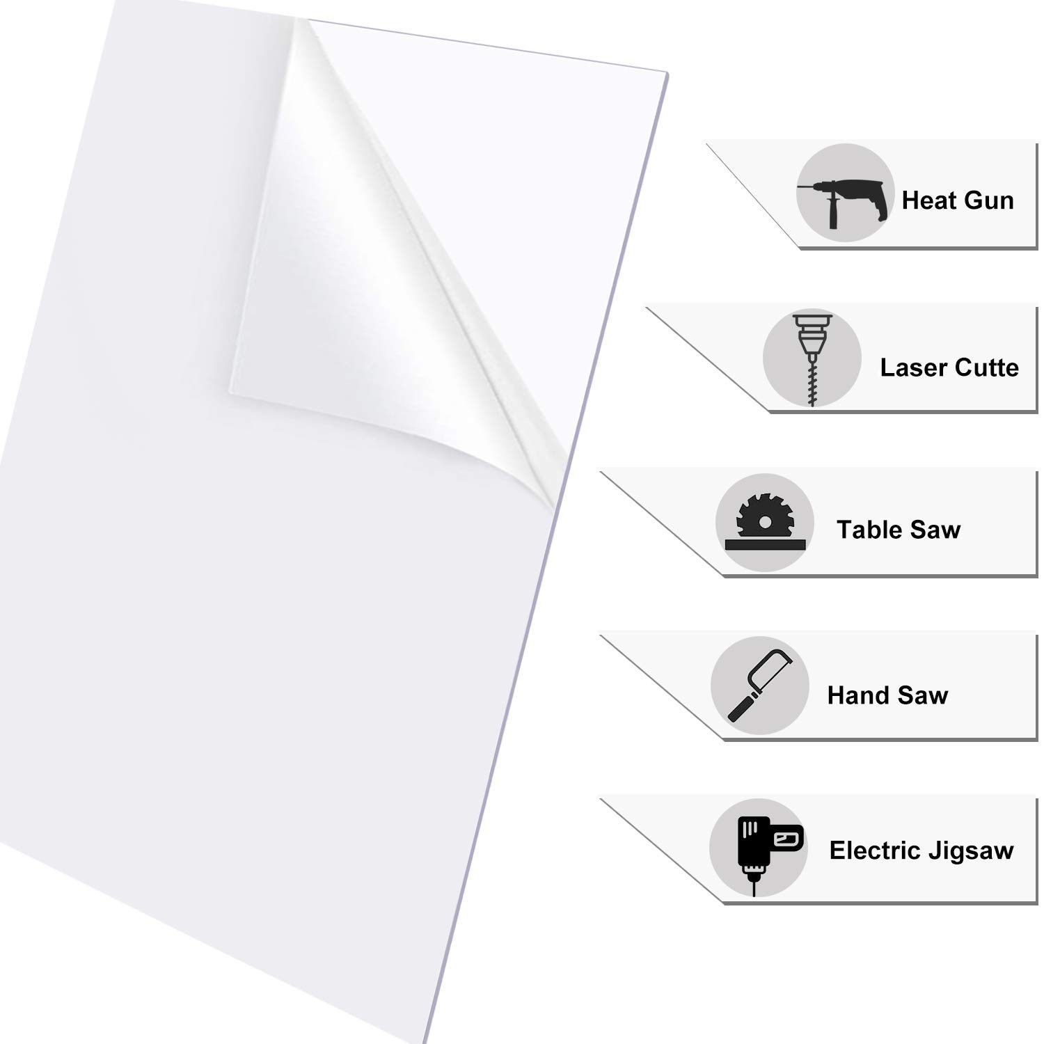 High Clarity 8″ x 12″ Plexiglass Sheets – UV & Weather Resistant for Crafts