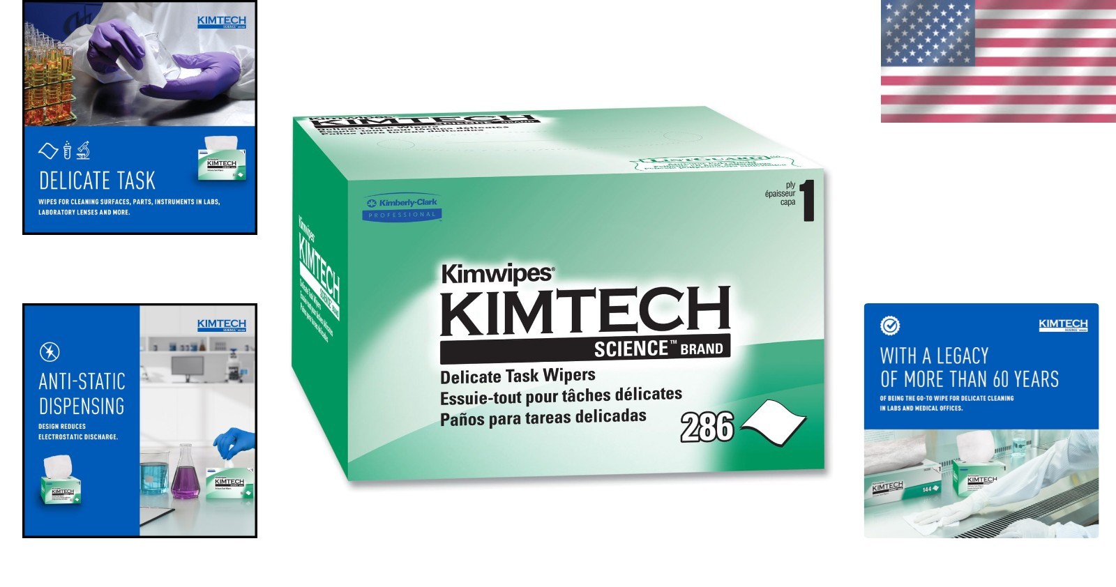 1-Ply Unscented Kimwipes – Light-Duty Wipers for Labs, 286 Efficient Dispensing