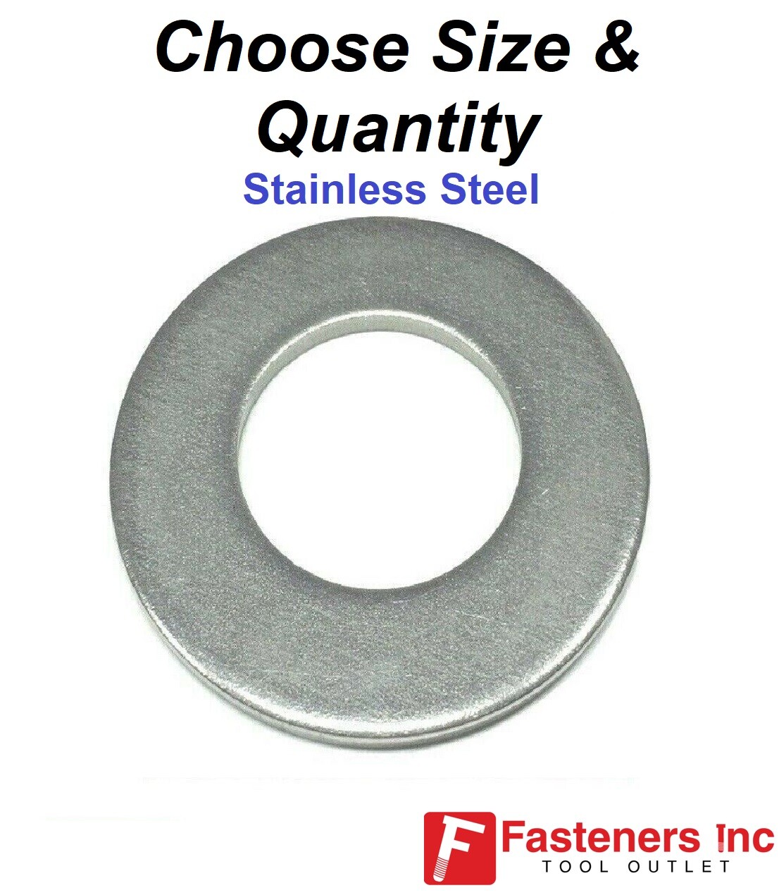 Stainless Steel Flat Washers 18-8 Stainless (Choose Size & Quantity)