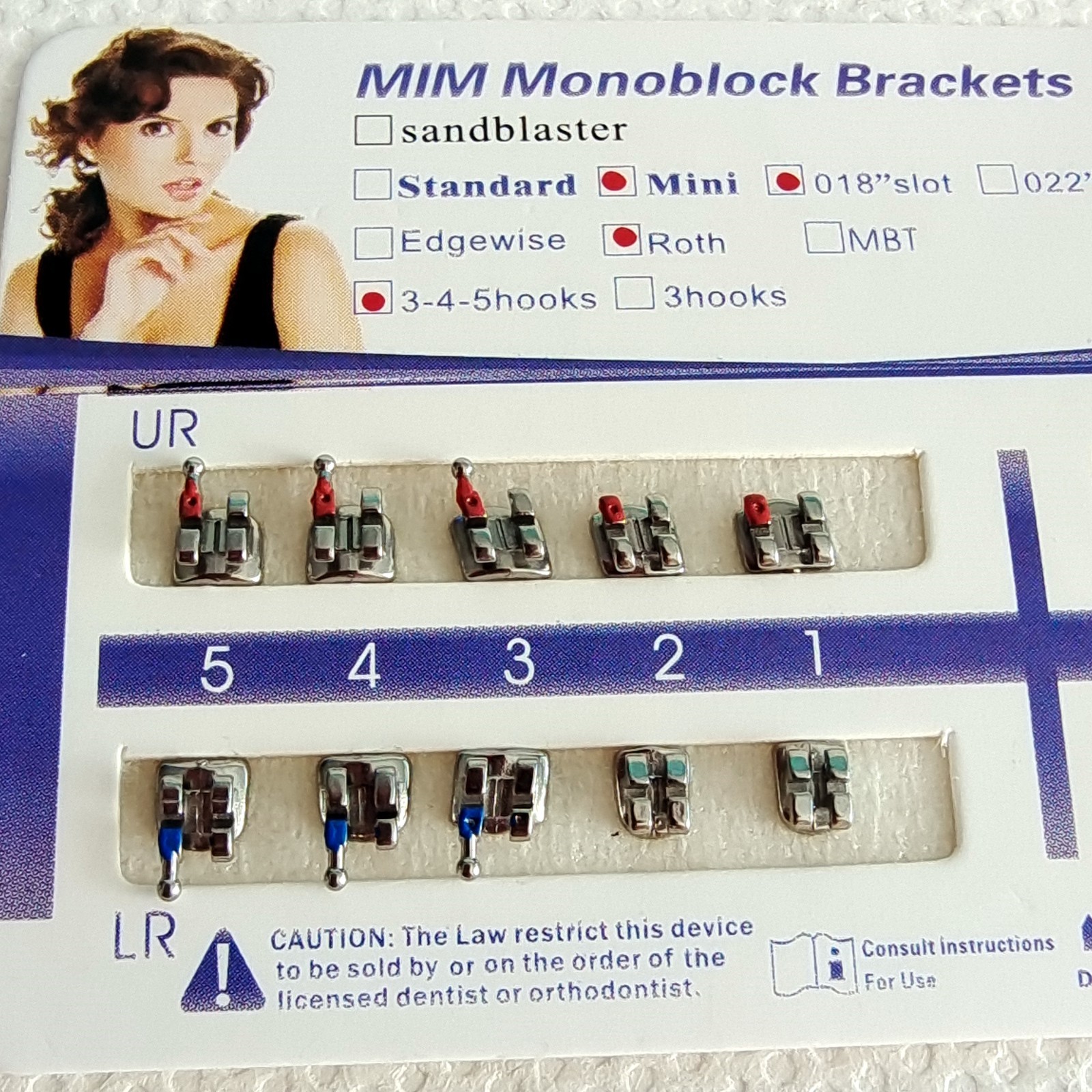 100 Packs Dental Orthodontic Bracket Braces Mini Roth 018 Hooks 3-4-5