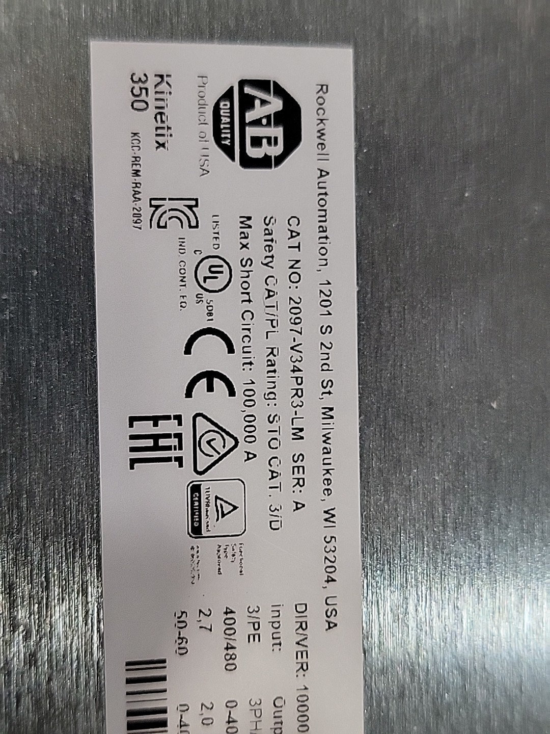 ALLEN BRADLEY 2097-V34PR3-LM / 2097V34PR3LM