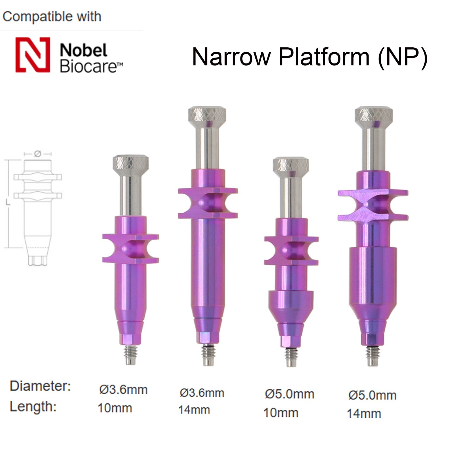 Nobel Biocare CC Hex Locator/Healing Cap Abutment Analog Impression Coping NP/RP