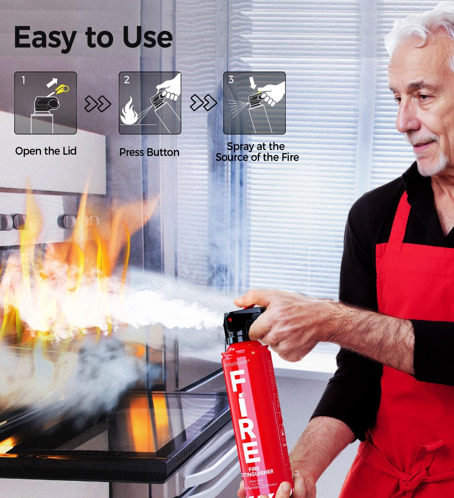 Fire Extinguisher for Home 1Pack, Kitchen, Car, and Grill,Compact 1 PACK