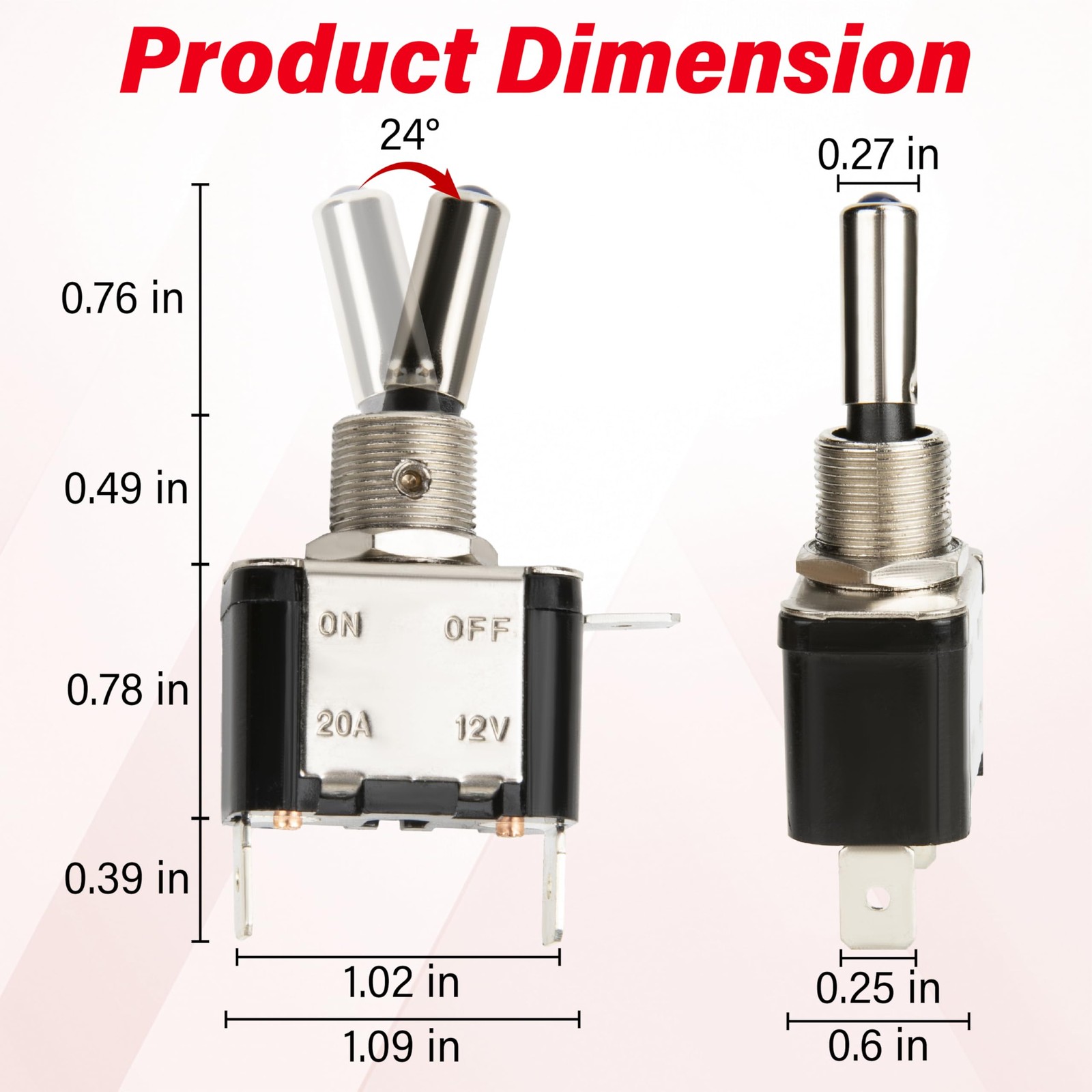 3 PCS LED Lighted Rocker Toggle Switch, 12V SPST 3 Pin 2 Position ON/Off Rock…