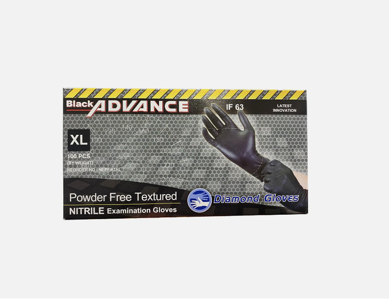Advance Nitrile Examination Gloves 6-mil, Black – 1000 Pieces New (S/M/L/XL)