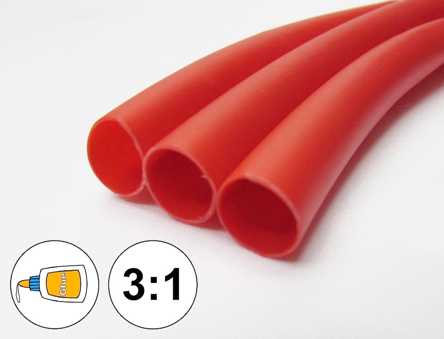 (1 FOOT) 1/4″ Red Heat Shrink Tube 3:1 Dual Wall Adhesive Glue Marine 6.4mm ID
