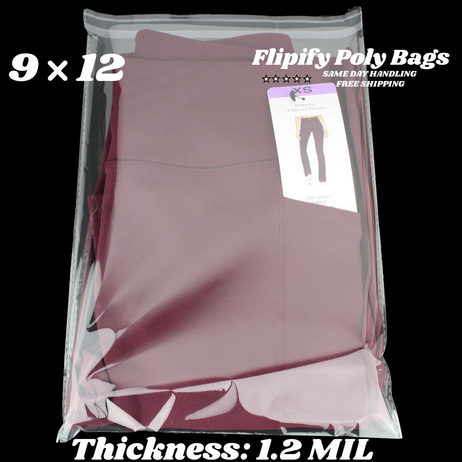 9×12 Clear Resealable T-Shirt/Apparel Self Seal Cello Lip Tape Poly Plastic bags