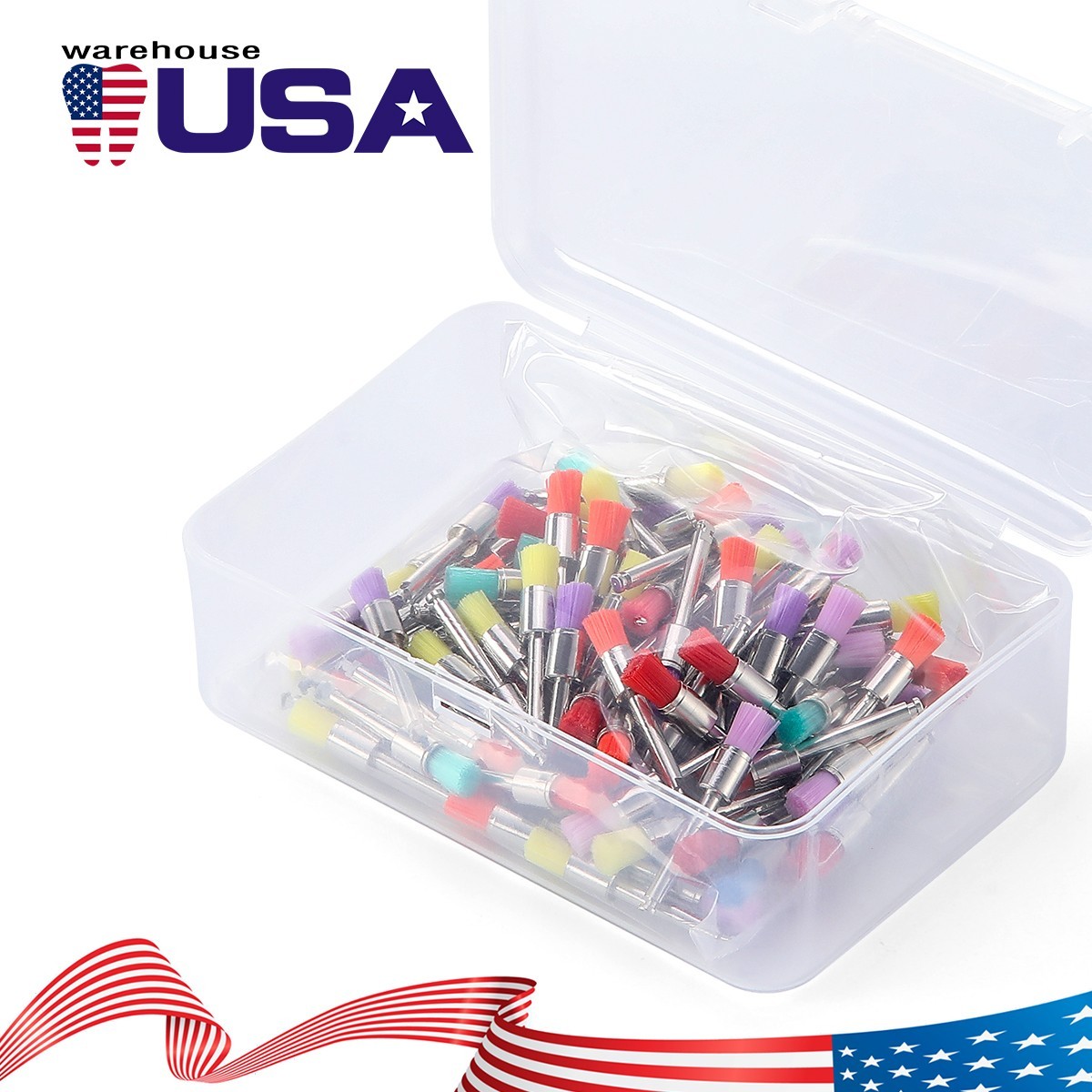 100pcs/kit Dental White & Colorful Prophy Polishing Brush Nylon Flat Latch Type