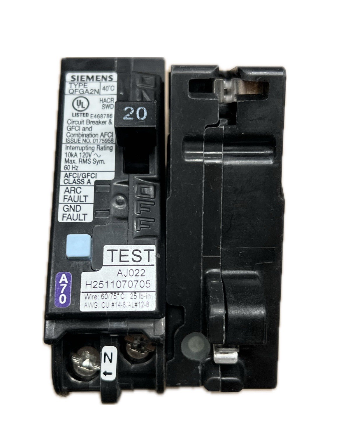 10PCS SIEMENS Q120DFN 20A DUAL FUNCTION AFCI/GFCI PLUG ON NEUTRAL BREAKER NEW